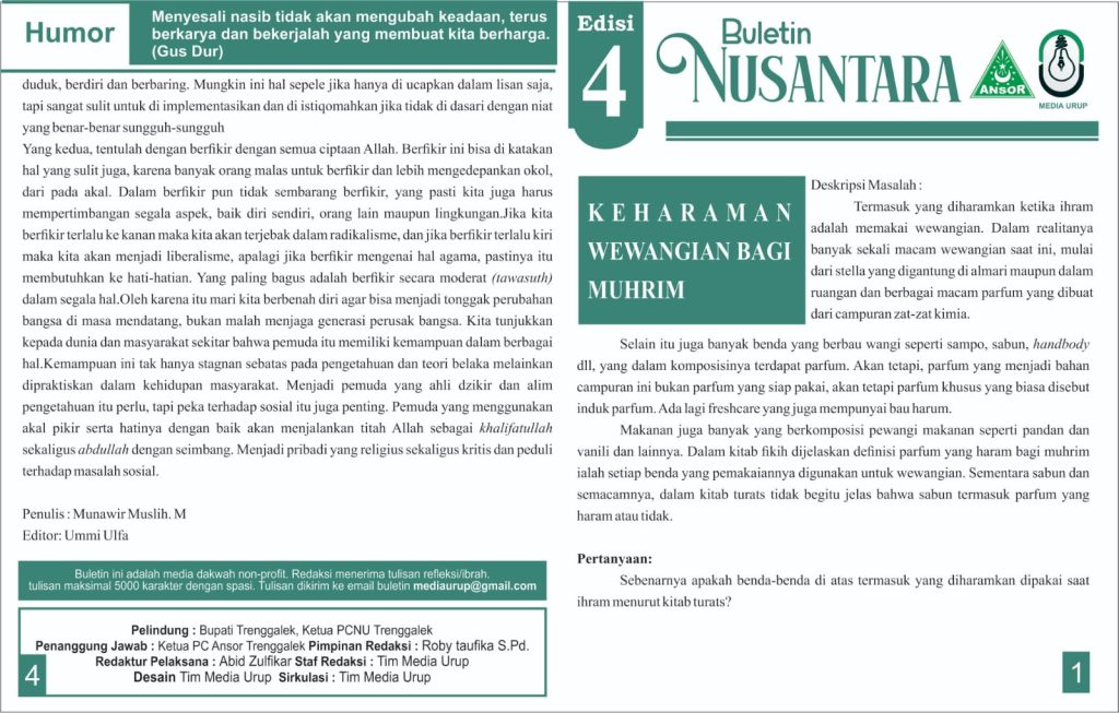 Buletin Nusantara Edisi 4; Keharaman Wewangian Bagi Muhrim