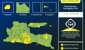 Peringatan Dini Cuaca Jawa Timur Kamis (06/10) Hari Ini, Disertai Kilat dan Angin